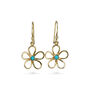 Gold Flower Drop Earrings With American Turquoise, thumbnail 4 of 5