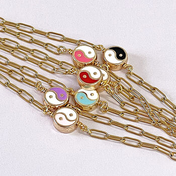 Ying And Yang Coloured Enamel Bracelet, 3 of 7