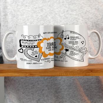 40th Birthday Gift Personalised 1986 Mug, 5 of 10