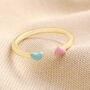 Adjustable Enamel Hearts Open Ring In Gold Plating, thumbnail 2 of 5