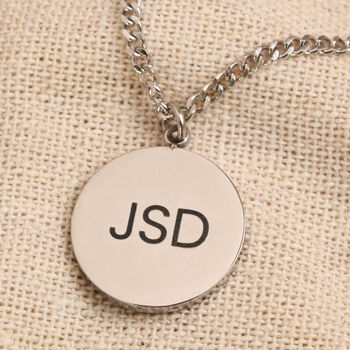 Men's Personalised Stainless Steel Onyx Disc Necklace, 2 of 9