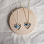 Blue Flower Heart Sterling Silver Or 18k Gold Necklace, thumbnail 1 of 11
