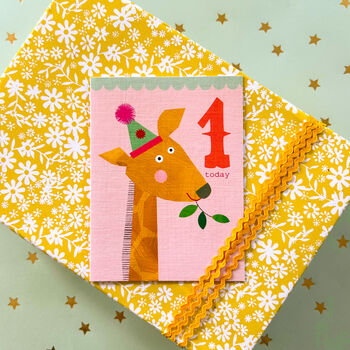 Mini Giraffe 1st Birthday Card, 4 of 5