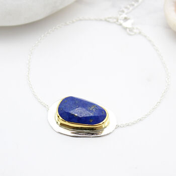Lapis Lazuli Gemstone Sterling Silver Bracelet, 5 of 7
