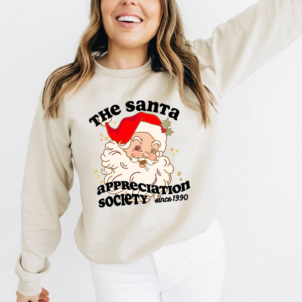 Santa Appreciation Society Christmas Adults Sweater, 1 of 2
