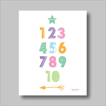 Numbers Multi Scandi Nursery Print, 2 of 5
