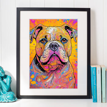 Colourful British Bulldog Portrait Illustration Print, 3 of 3