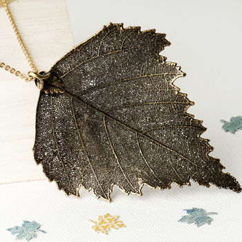 Birch Real Leaf Statement Necklace, 4 of 12