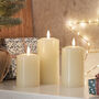 Set Of Three Rechargeable Tru Glow Wax Pillar Candles, thumbnail 3 of 11