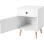 White Side End Table Nightstand With Drawer And Cabinet, thumbnail 4 of 8