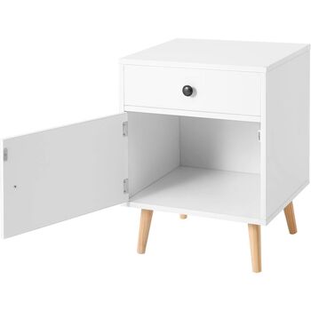 White Side End Table Nightstand With Drawer And Cabinet, 4 of 8