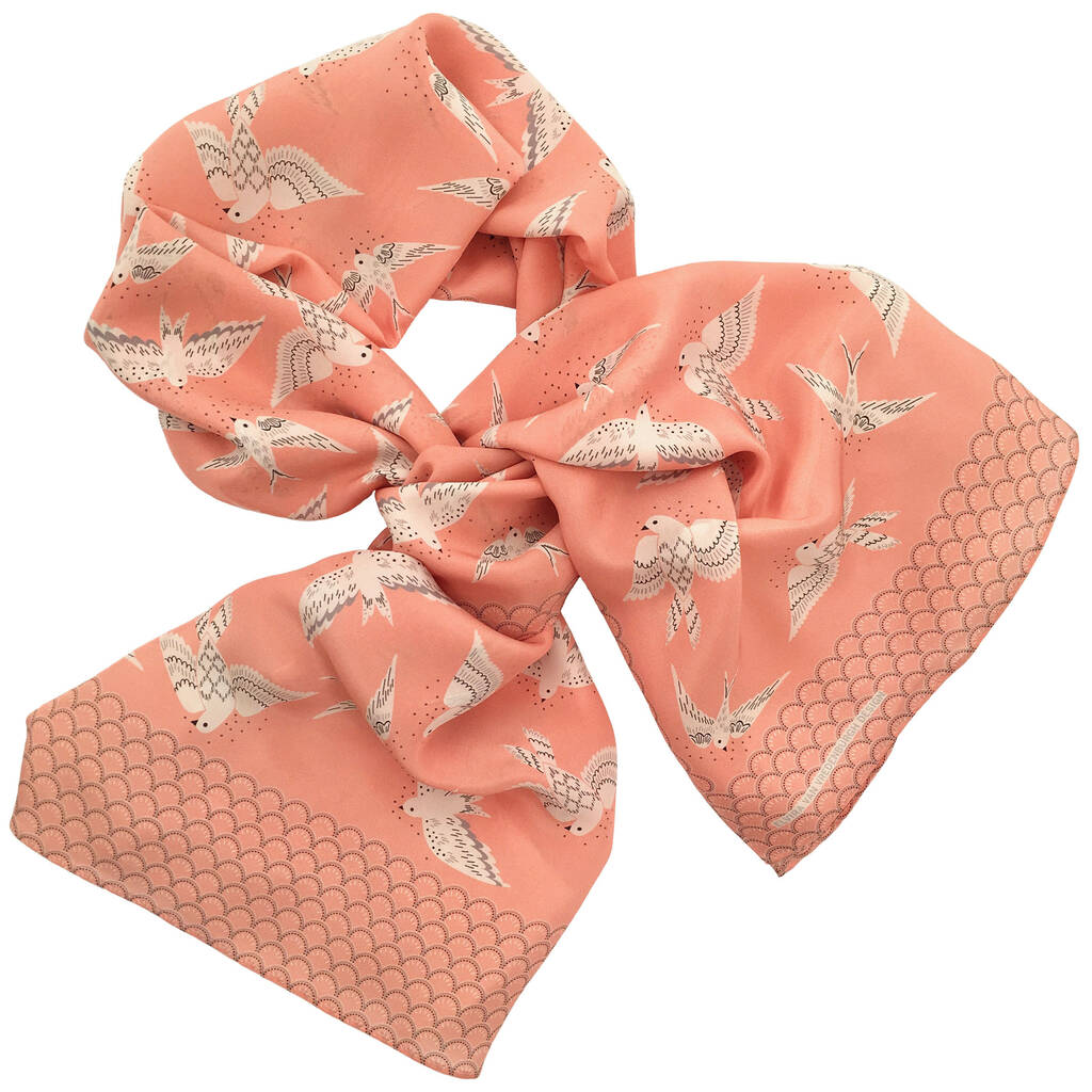 bird printed silk scarf for women by elvira van vredenburgh designs ...