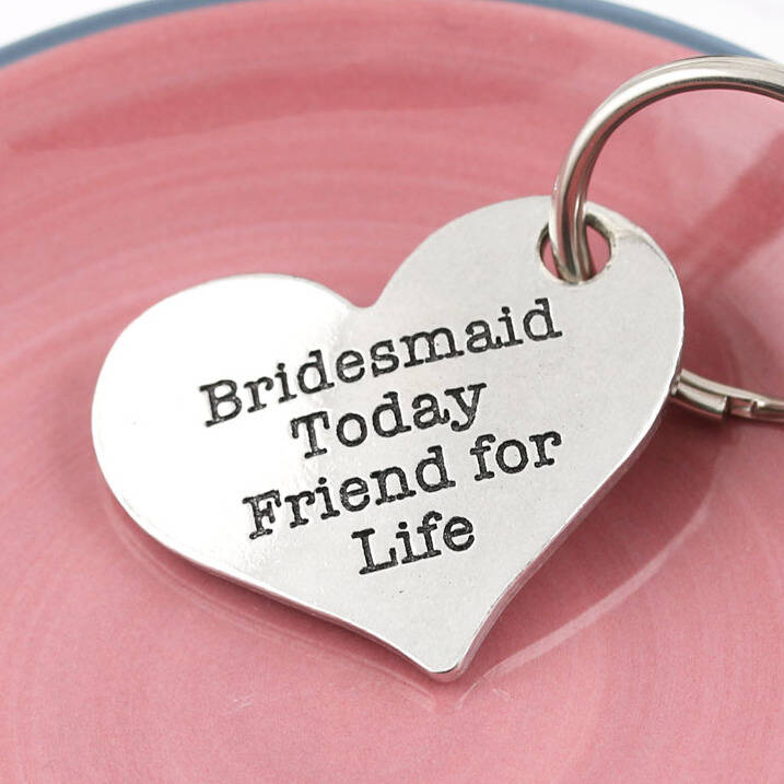 Image of Bridesmaid And Friend Personalised Heart Keyring
