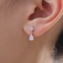 Sterling Silver Four Cz And Droplet Stud Earrings With Opal Pink C Zs, thumbnail 5 of 12
