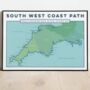 Personalised South West Coast Path Map Art Print, thumbnail 6 of 11