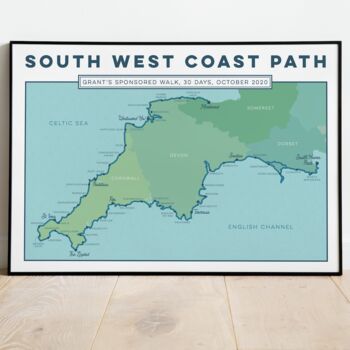 Personalised South West Coast Path Map Art Print, 6 of 11
