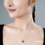 Myanmar Jade Flower Pendant Necklace, thumbnail 3 of 9