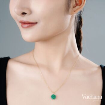 Myanmar Jade Flower Pendant Necklace, 3 of 9