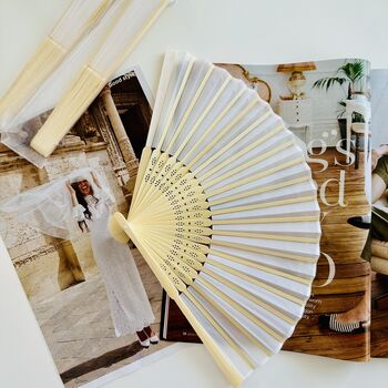 Personalised White Portable Silk Fan Gift For Women, 3 of 12