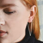 Triangle Long Rose Gold Plated Silver Hoop Earrings, thumbnail 6 of 7