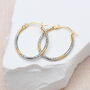 9ct Two Tone Gold Diamond Cut Oval Creole Hoops, thumbnail 1 of 3