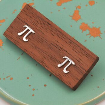 Sterling Silver Pi Stud Earrings, 2 of 12