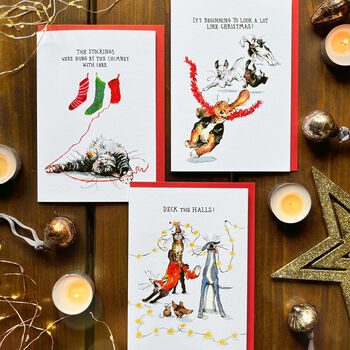 Pack Of Six Animal Christmas Cards: Dogs, Cats And Foxes, 9 of 9