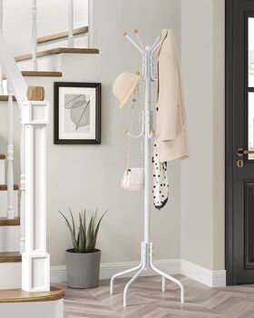 White Metal Coat Stand Coat Rack With 12 Hooks, 3 of 9