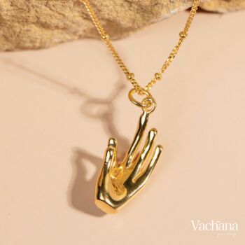 Jnana Mudra Gold Vermeil, Sterling Silver Pendant Necklace, 5 of 12