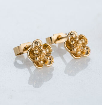 9ct Gold Flower Stud Earrings, 4 of 9