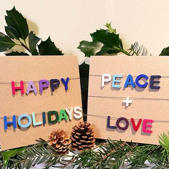 Peace And Love Mini Garland Christmas Card, 4 of 4