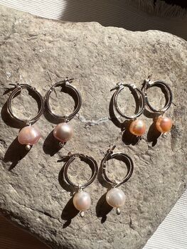 Pearls On Sterling Silver Hoop Earrings, 7 of 7