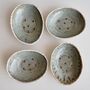 Handmade Blue Brown Oval Ceramic Soap Dish, thumbnail 3 of 8