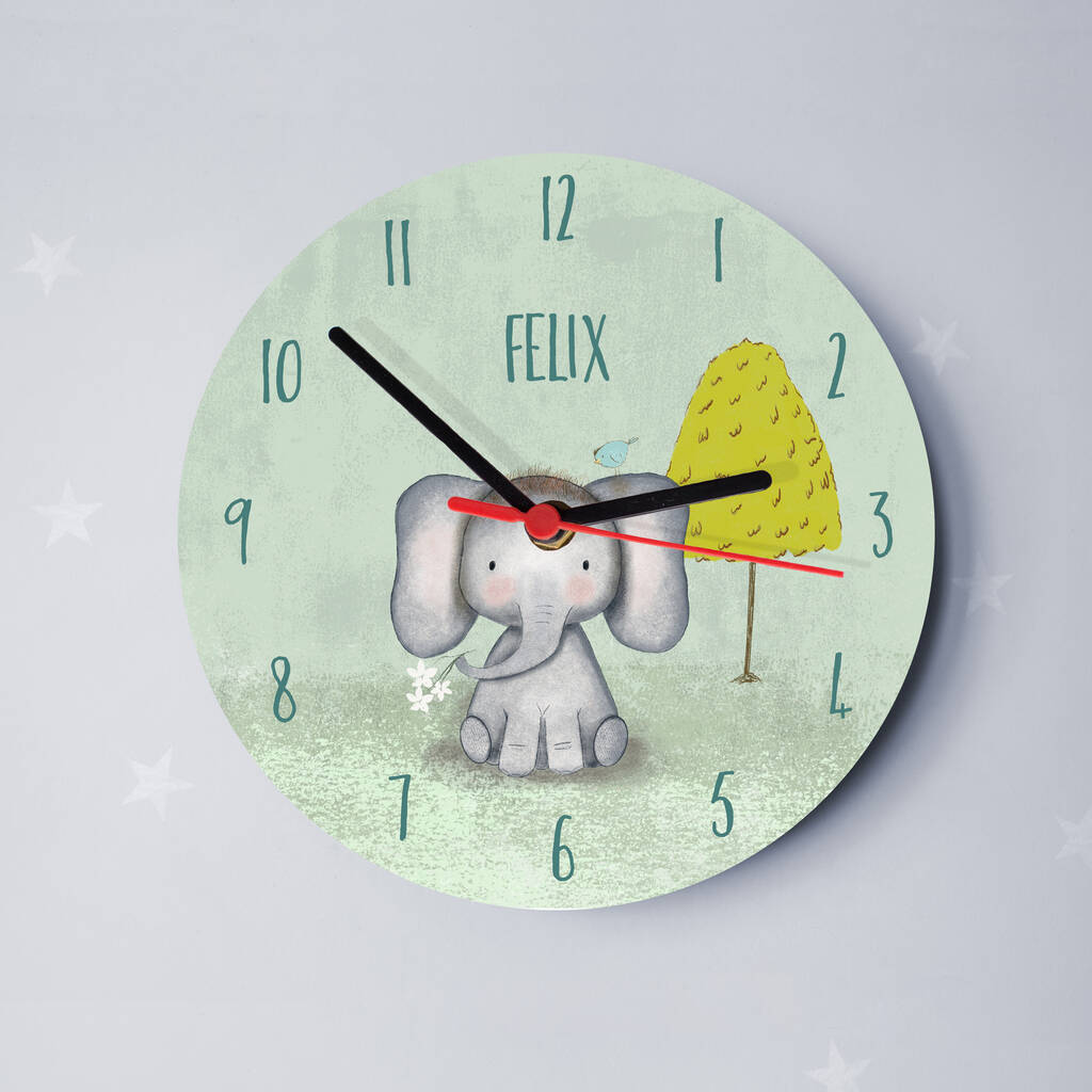 Baby Elephant Nursery Clock By Donna Crain | notonthehighstreet.com