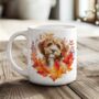 Personalised Dog Mug Cavapoo In An Autumn Wreath, thumbnail 1 of 2