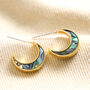 Shell Crescent Moon Hoop Earrings In Gold, thumbnail 1 of 2