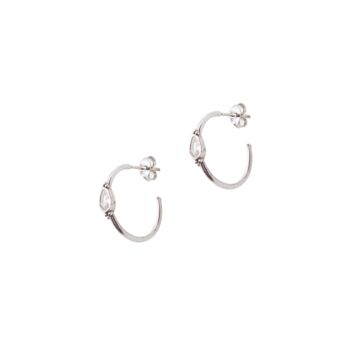 Drop Solitaire Earring Sterling Silver White, 3 of 5