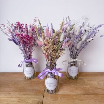 Personalised Purple Dried Flower Arrangement With Vase Christmas Gift, 3 of 9