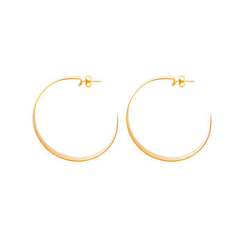 Small Gold Plated Flat Hoop Earrings, 2 of 3