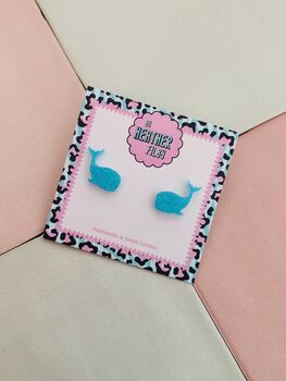 Whale Glitter Resin Studs / Whale Watching Gift / Coastal Accessories / Fun Statement Jewellery, 3 of 5