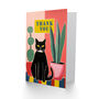 Plant Lover Black Cat Painting Thank You Card, thumbnail 2 of 4