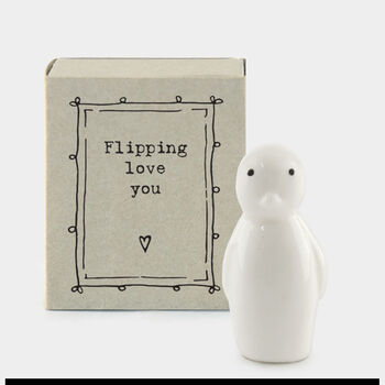 Porcelain Matchbox Message Penguin – Flipping Love You, 2 of 3