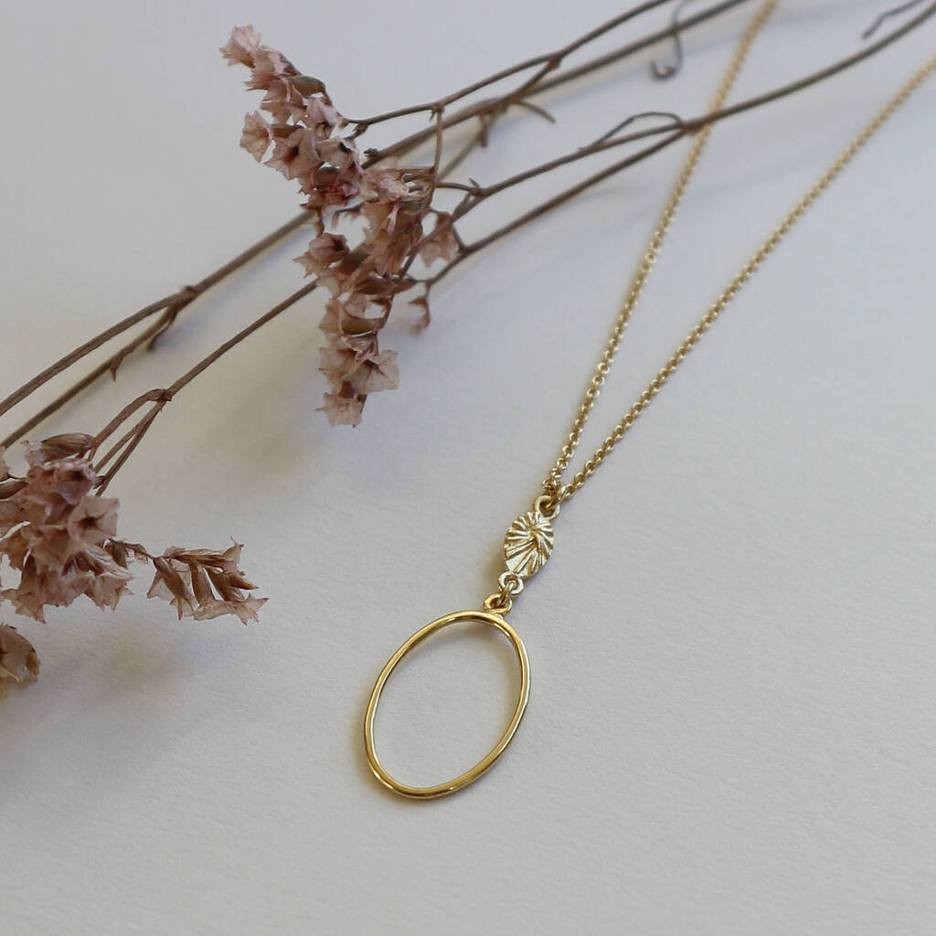 Double Oval Drop Necklace In 22ct Gold Plate, 1 of 6