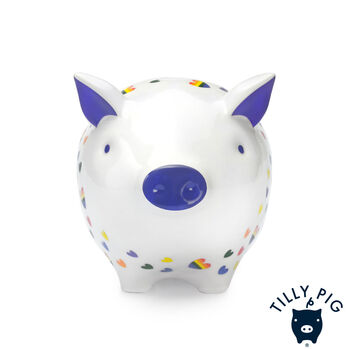 Tilly Pig Hearts And Rainbows Piggy Bank, 3 of 10