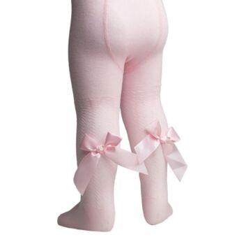 Dusty Pink Jacquard Tights With Bow Detail, 7 of 11