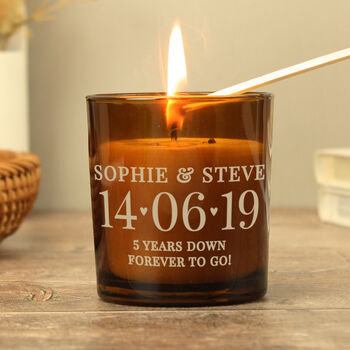 Personalised Amber Glass Candle – Wedding Or Anniversary Keepsake, 3 of 7