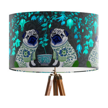 Chinoiserie Pug Lampshade On Charcoal, 4 of 5