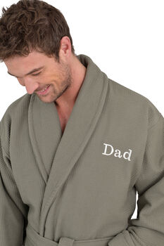 Personalised Embroidered Waffle Lined Dressing Gown, 2 of 11