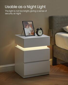 Modern Bedside Table With LED Lights And Three Drawers, 4 of 10