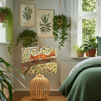 Red Squirrel Woodland Lampshade – Nature Inspired Nursery Lighting, 7 of 7